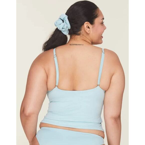 Andie NWT The Longline Bikini Tank Top Size S Blue Stretch Adjustable Straps - Picture 2 of 5